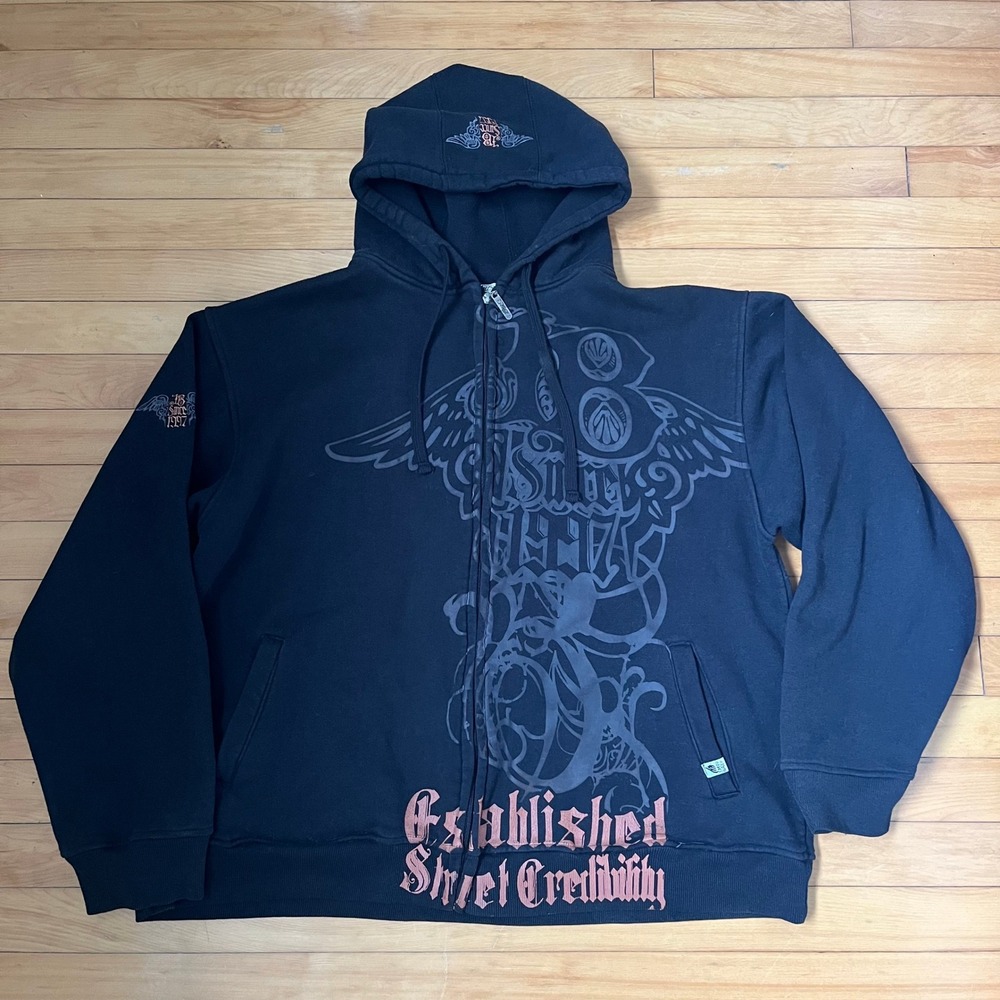Johnny Blaze Black Full Zip Hoodie Graphic Street Credibility Y2K Mens XXL
